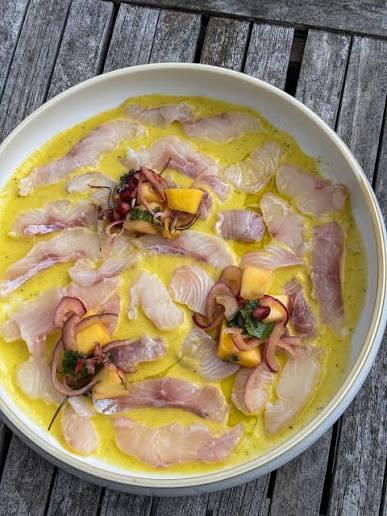 Le ceviche de daurade exotique au leche de tigre